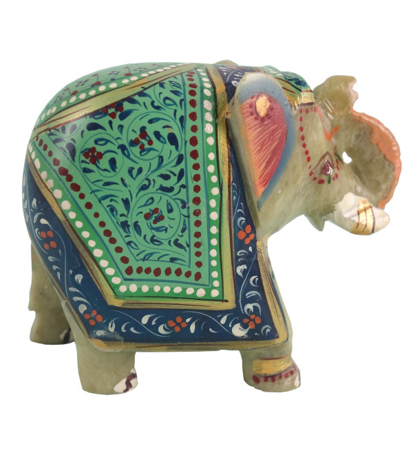 HANDICRAFT SOFT STONE PAINTED ELEPHANT 3 INCH