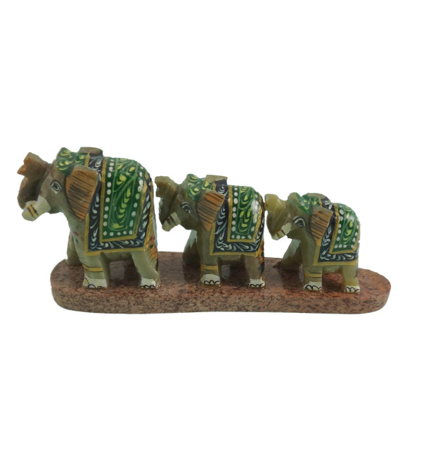 HANDICRAFT SOFT STONE PAINTED 3 ROW ELEPHANT