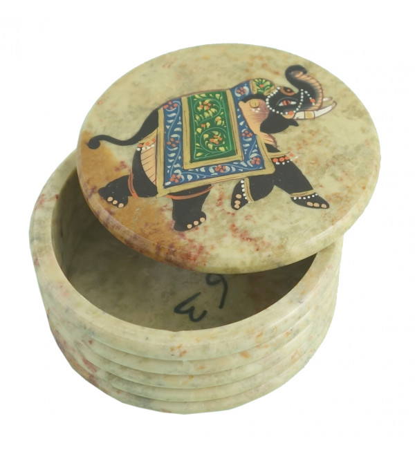 HANDICRAFT SOFT STONE PAINTED BOX 3 INCH 