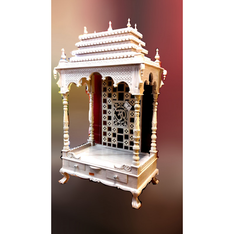 TEMPLE WITH TILE WORK TEAK WOOD S-35x22x63 inch