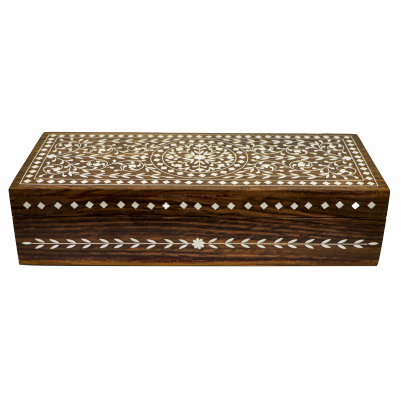 Sheesham Wood Handcrafted Jewelry Box With Acrylic Inlay Work