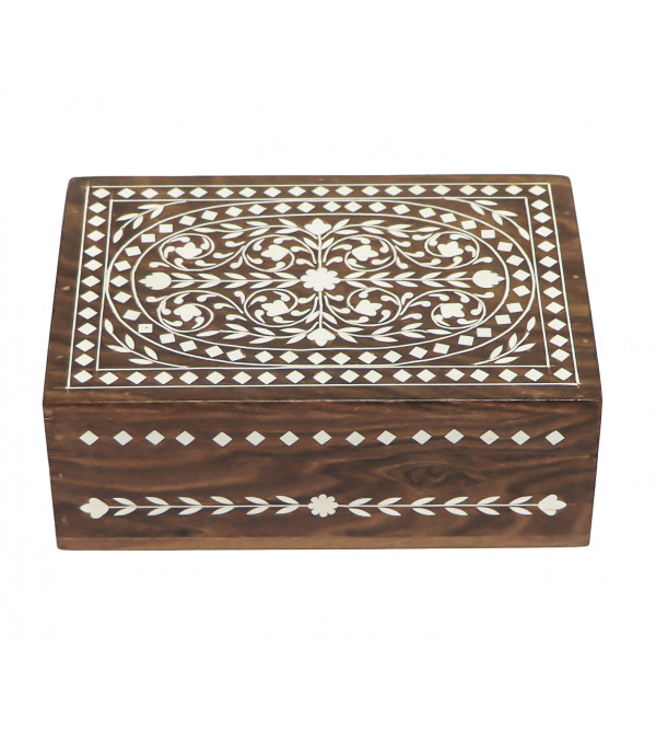 INLAID BOXES FLORAL  7  X 5 INCH SHEESHAM WD.ACRLC