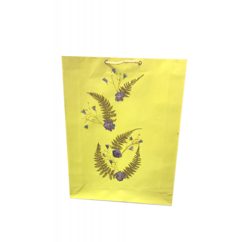 Paper Bag With Leaf Design-11X14 Inch (Pack of 10 Peices) Assorted Colours & Design