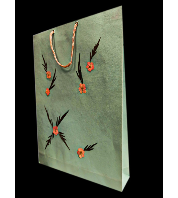 Paper Bag With  Leaf Design-11X14 Inch (Pack of 10 Peices) Assorted Colours & Design