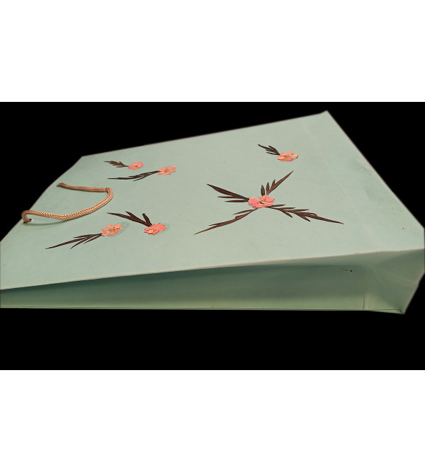 Paper Bag With  Leaf Design-11X14 Inch (Pack of 10 Peices) Assorted Colours & Design