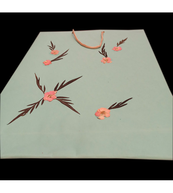 Paper Bag With  Leaf Design-11X14 Inch (Pack of 10 Peices) Assorted Colours & Design
