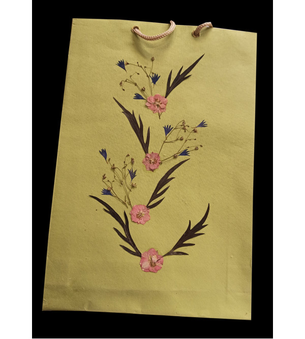 Paper Bag With  Leaf Design-08X10 Inch (200 GSM) (Pack of 10 Peices) Assorted Colours & Design