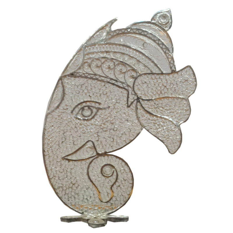 HANDICRAFT 92.5 PURITY SILVER GANESH HEAD FILIGREE WORK