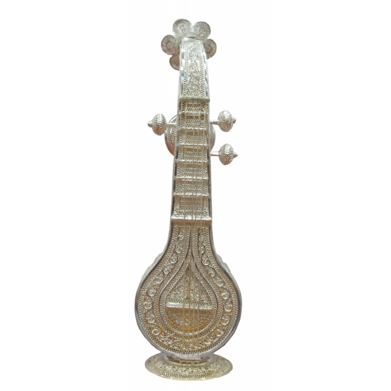 HANDICRAFT 92.5 PURITY SILVER VEENA FILIGREE WORK ROUND