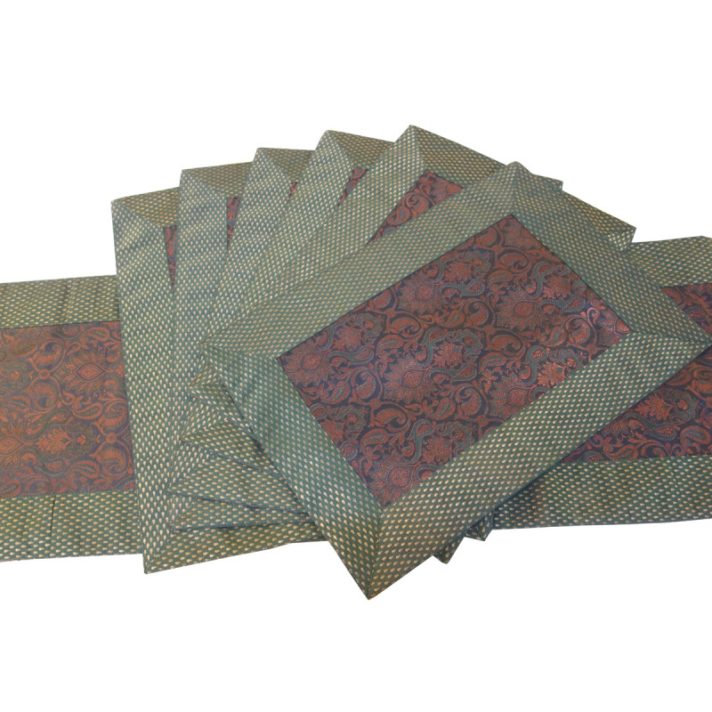 HANDICRAFT MAT SILK 7 PCS SET BANARAS 13x19 INCH 