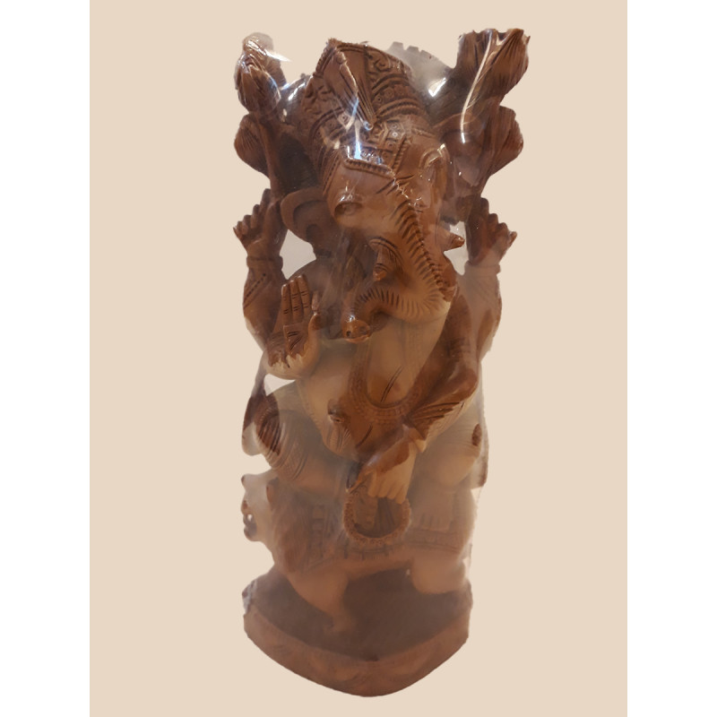 Sandalwood Handcrafted Carved Standing Figure of Lord Ganesha