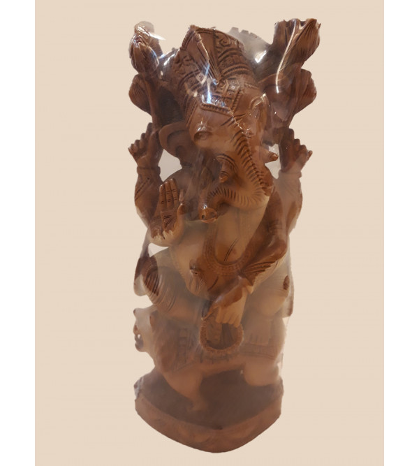 Sandalwood Handcrafted Carved Standing Figure of Lord Ganesha