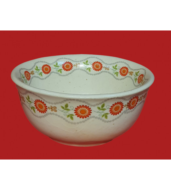 Khurja Pottery Bowl With Soup Spoon Size 4.5 Inch