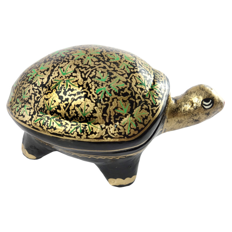 HANDICRAFT PAPER MACHE BOX TORTOISE MEDIUM ASSORTED COLOR AND DESIGN 