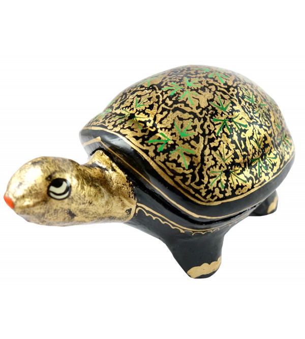 HANDICRAFT PAPER MACHE BOX TORTOISE MEDIUM ASSORTED COLOR AND DESIGN 