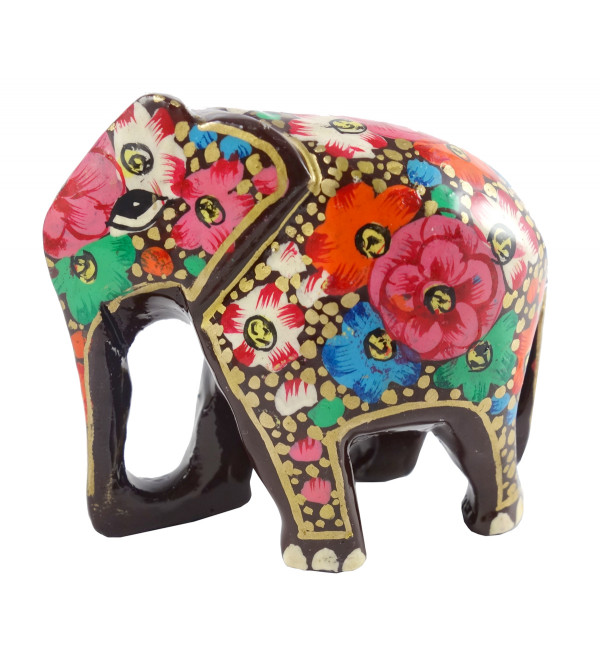 HANDICRAFT PAPER MACHE ELEPHANT 2 INCH ASSORTED COLOR AND DESIGNS