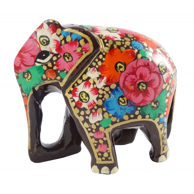 HANDICRAFT PAPER MACHE ELEPHANT 2 INCH ASSORTED COLOR AND DESIGNS