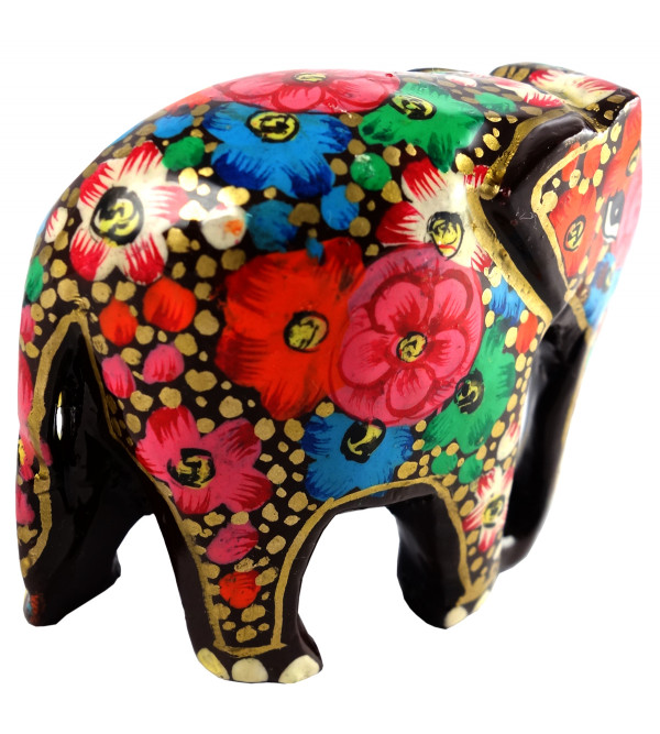 HANDICRAFT PAPER MACHE ELEPHANT 2 INCH ASSORTED COLOR AND DESIGNS