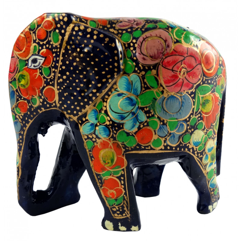 HANDICRAFT PAPER MACHE ELEPHANT 3 INCH ASSORTED COLOR AND DESIGNS 