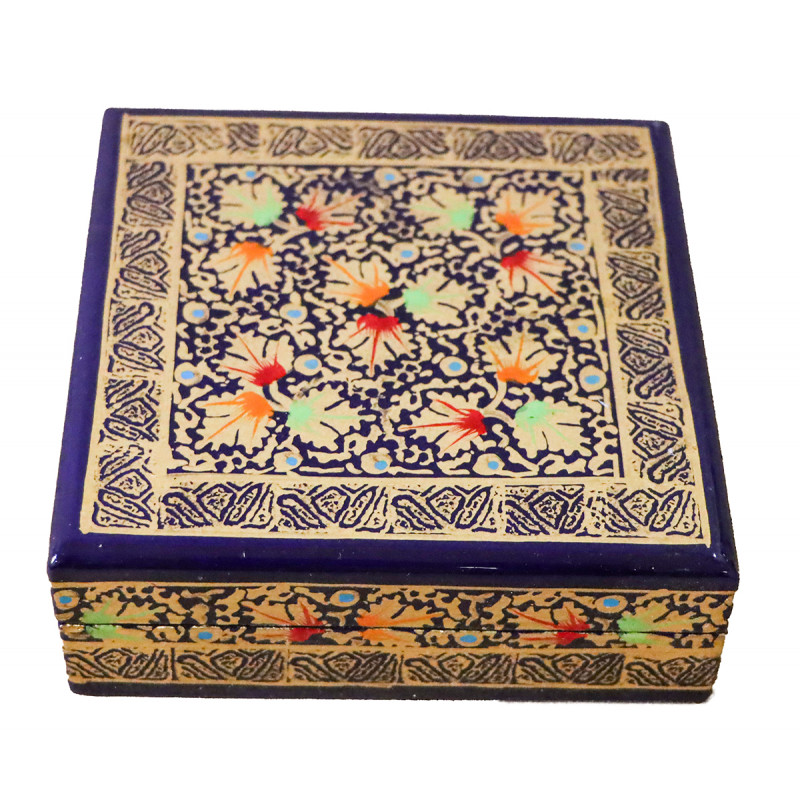 Paper Mache Coaster Set – Square (7 Pieces) (Assorted Colours & Design)