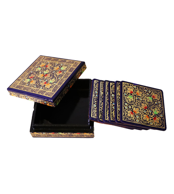 Paper Mache Coaster Set – Square (7 Pieces) (Assorted Colours & Design)