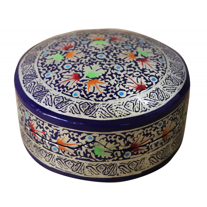 Paper Mache Coaster Set – Round (7 Pieces) (Assorted Colours & Design)