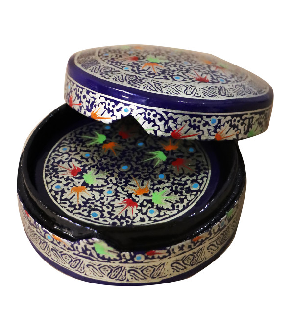 Paper Mache Coaster Set – Round (7 Pieces) (Assorted Colours & Design)