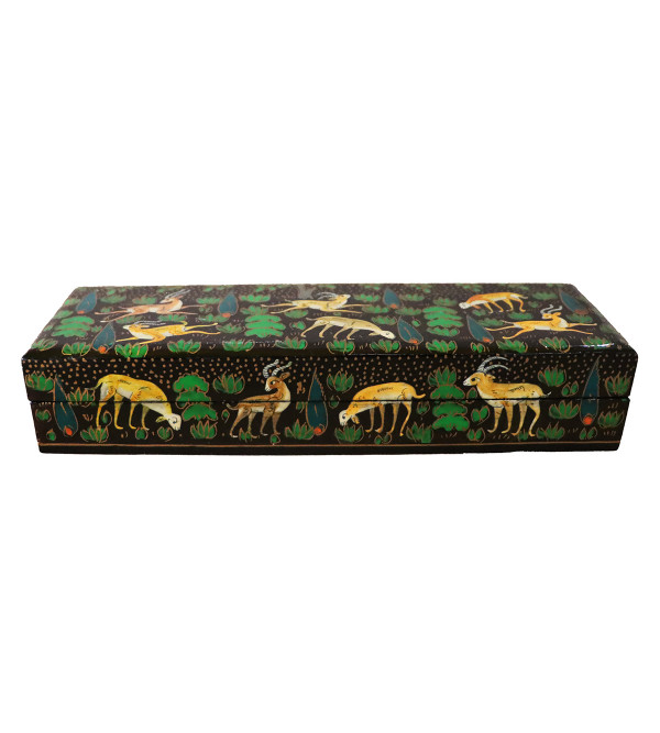 Paper Mache Pencil Box – 8x2.5 Inch (Assorted Colours & Design)