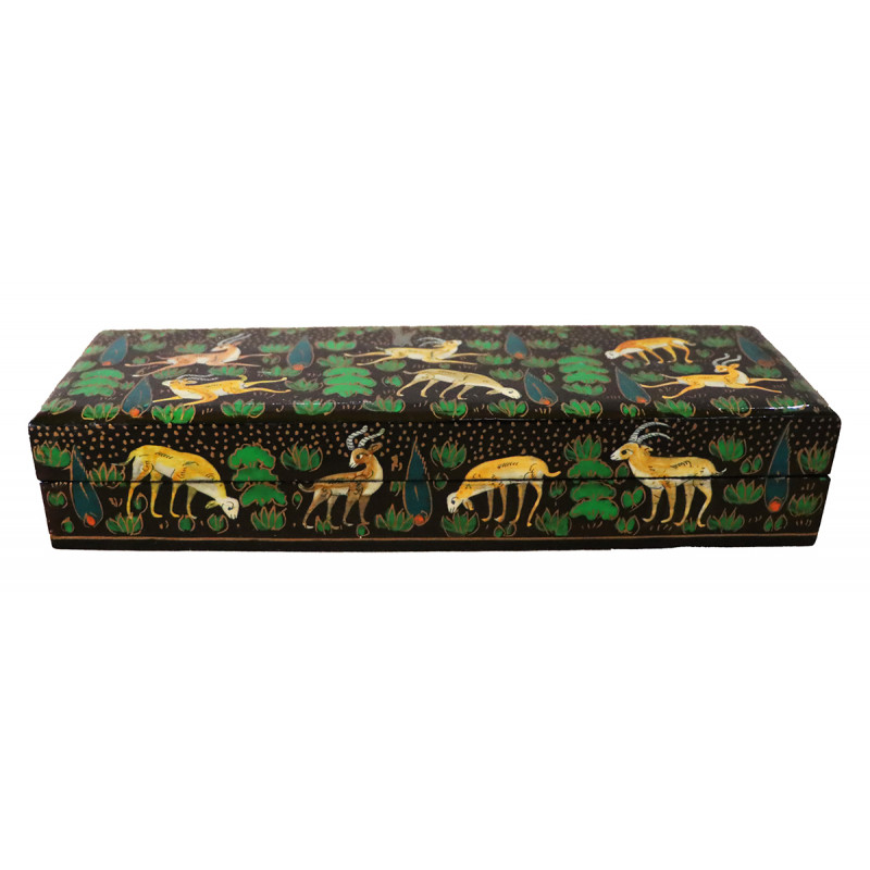 Paper Mache Pencil Box – 8x2.5 Inch (Assorted Colours & Design)