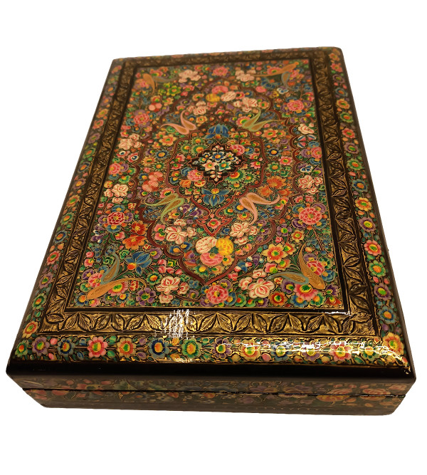 Hand crafted Papier Mache Box with Real Gold Painting