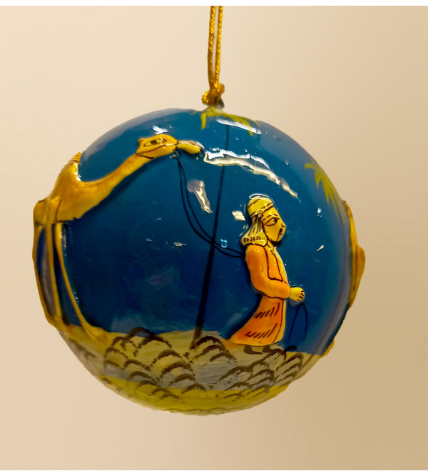 Paper Mache Ball Hanging – 3 Inch (Assorted Colours & Design)