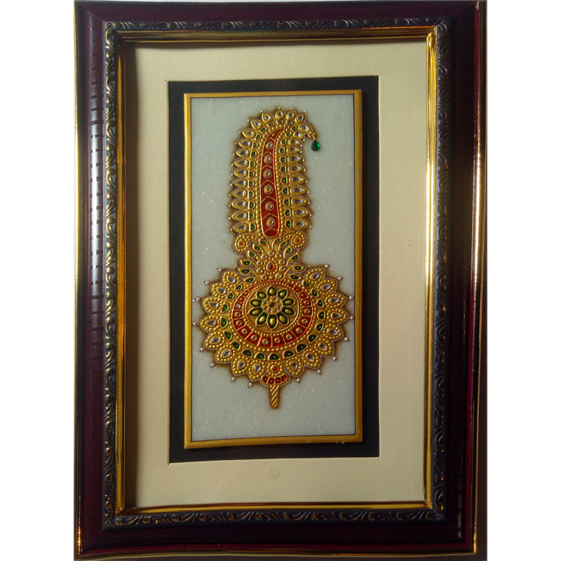 Marble Jewellery Painting Handcrafted With Gold Leaf Work