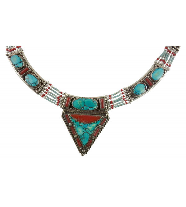 Handicraft Nepali Necklace White Metal  