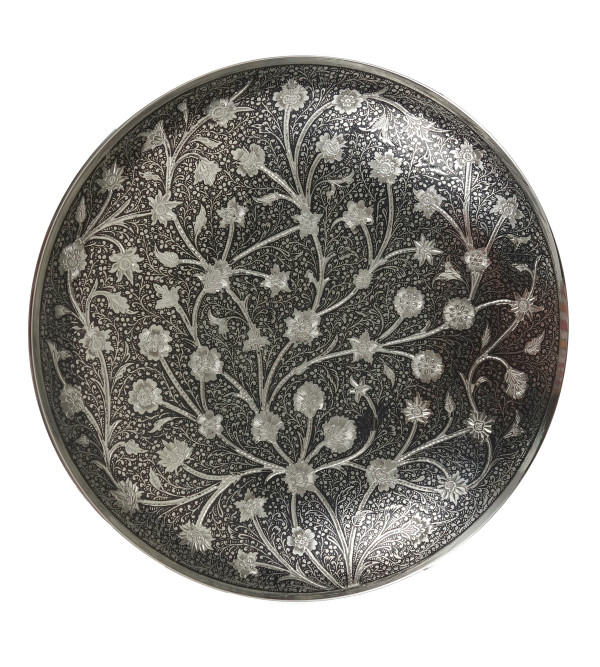 HANDICRAFT RAMPURI NICKEL PLATED BOWL 10 INCH 