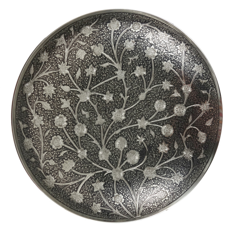 HANDICRAFT RAMPURI NICKEL PLATED BOWL 10 INCH 