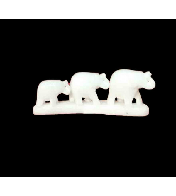 Marble Inlay Elephant Row Of 3 Size 2.5 Inch