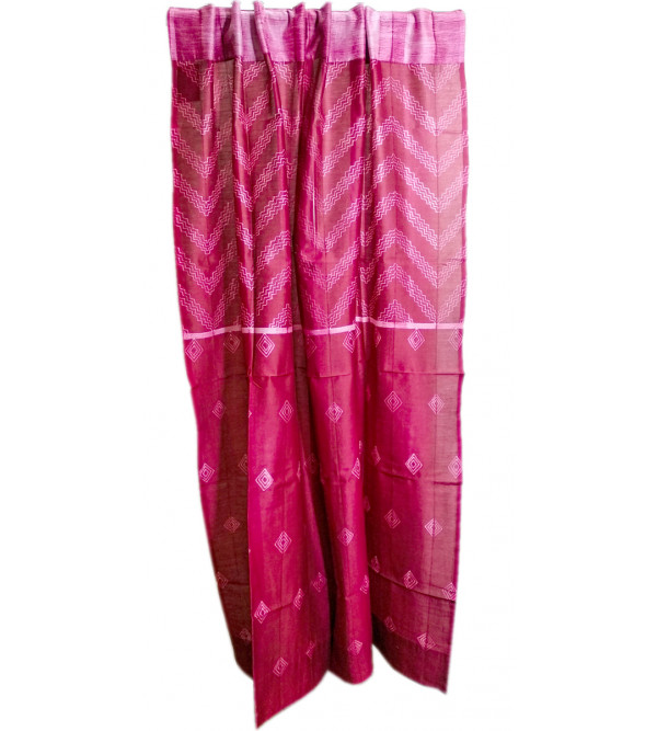 Printed Shibori Chanderi Handwoven Curtain Size 44x84 Inch 
