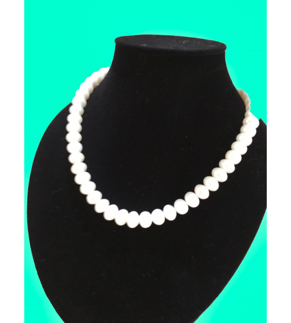 White Single Line Pearl Necklace