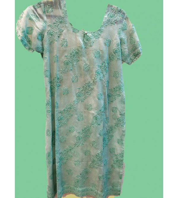 Kurta with Hand Embroidered Chikan work from Lucknow  M