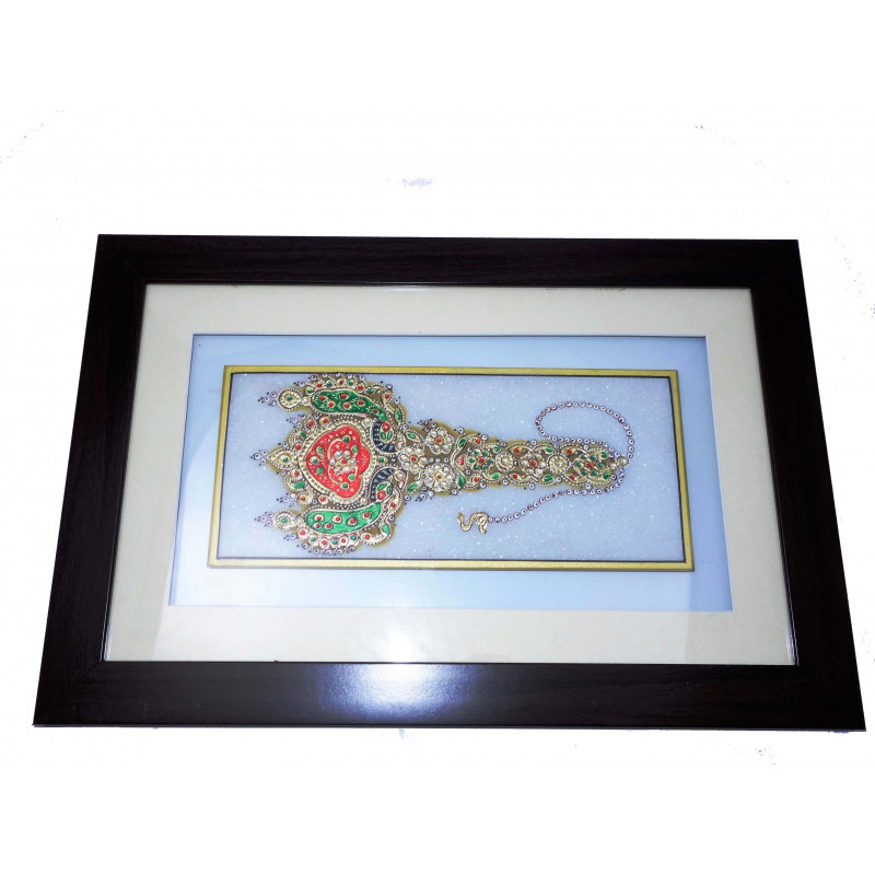 JEWELLERY PAINTING FRAMED 9x4 Inch glass framed