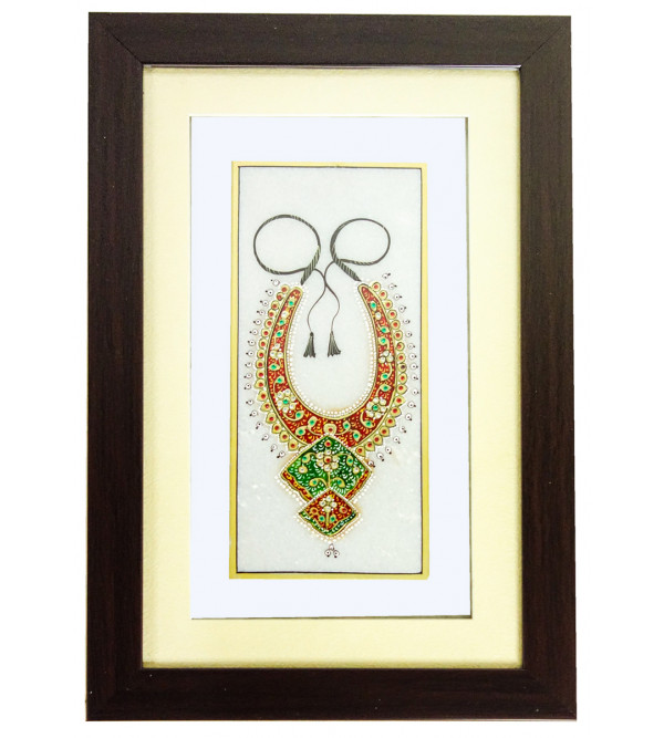 Marble Plate Jewellery Painting Framed 9 X4 Inch 