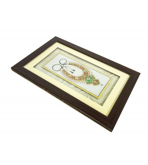 Marble Plate Jewellery Painting Framed 9 X4 Inch 