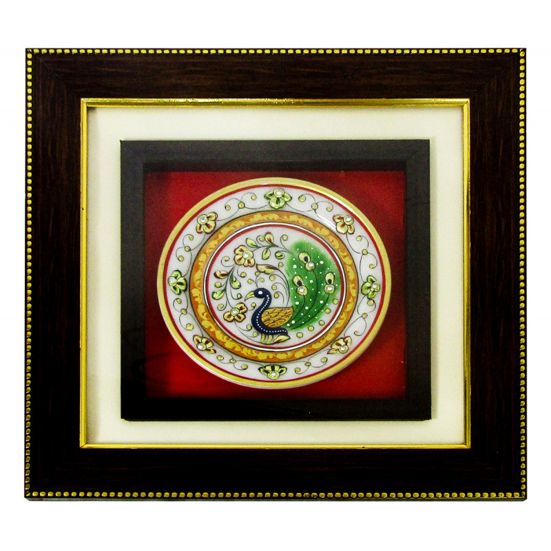 Marble 24KT Gold Leaf With Frame Plate 12X12 Inch