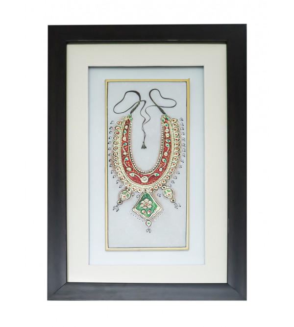 Marble Plate Jewellery Painting Framed 9 X4 Inch 