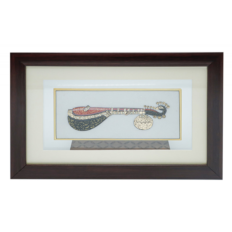 Marble Plate Musc Painting Framed  9 X4 Inch 