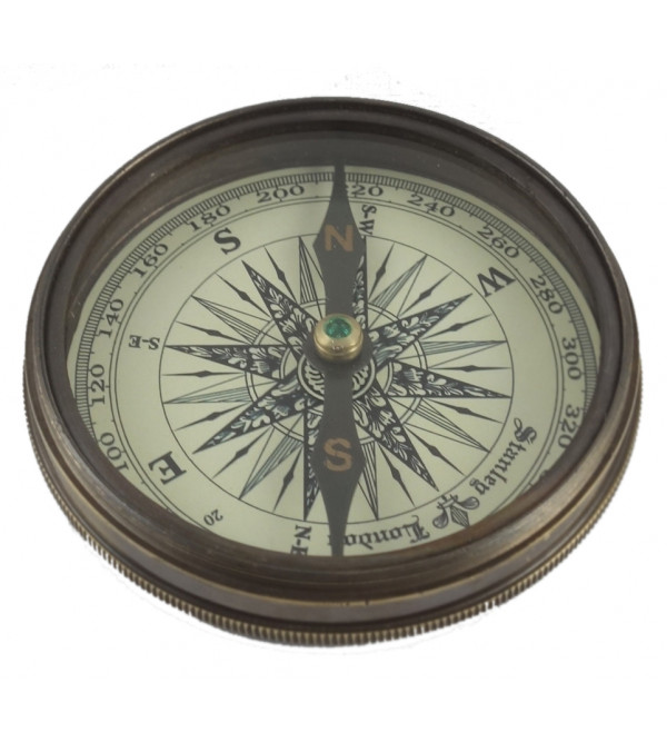 HANDICRAFT SAND TIMER COMPASS WITH BRASS FRAME 3 INCH 