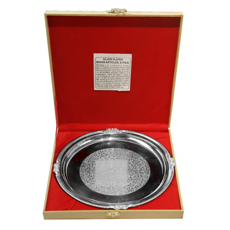 Round Tray Silver Plated  10 Inch 