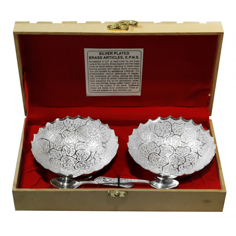 Silver Plated Bowl with Spoon – 4 PCS Set