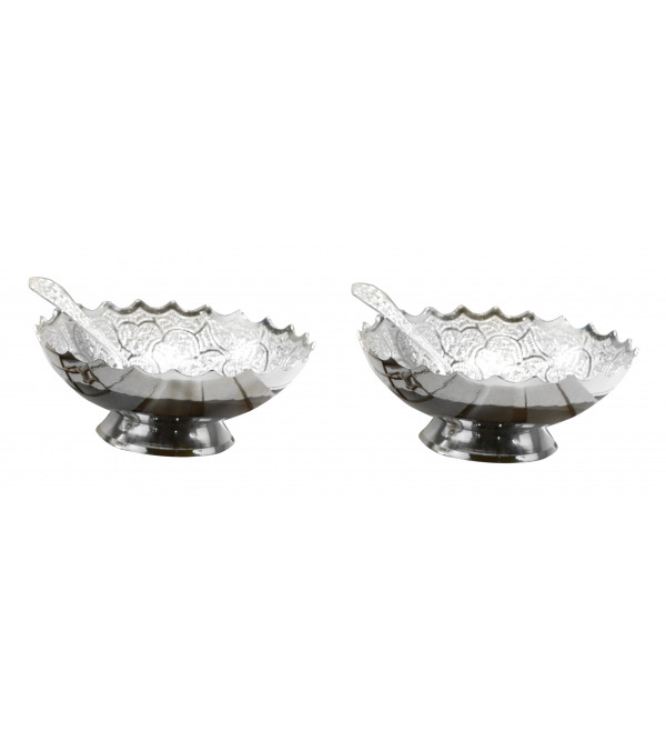 Silver Plated Bowl with Spoon – 4 PCS Set
