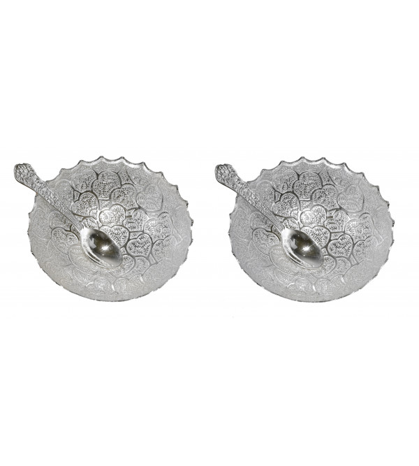 Silver Plated Bowl with Spoon – 4 PCS Set